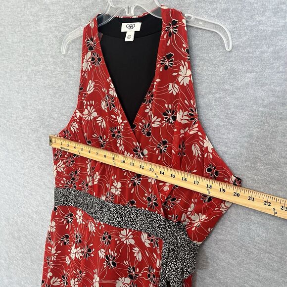 Cato Floral Asymmetrical Ruffle Wrap Dress 16 16W Red Black Cottagecore Romantic - Picture 8 of 14